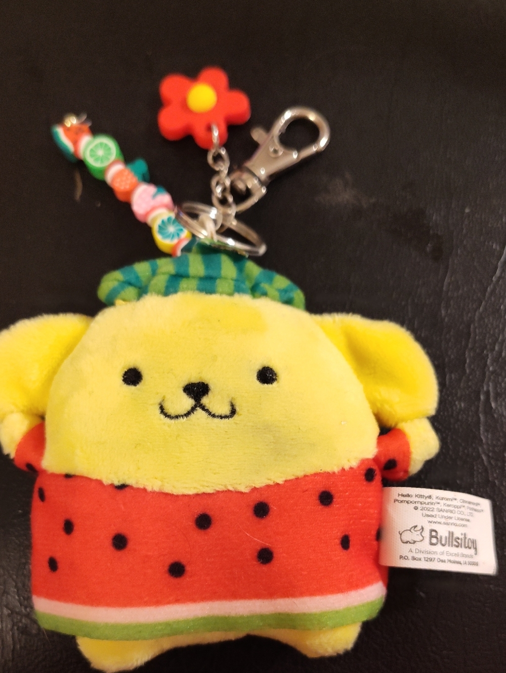 Pompompurin Watermelon San Rio Plush Dangler Keychain for Kids Beads Flower